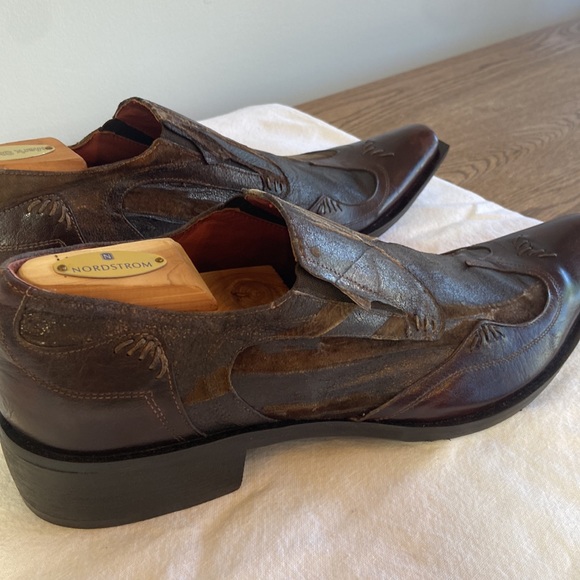 JO GHOST Brown Leather Slip On Men’s Dress ShoeMade in Italy EU 44 US 10.5 New! - Picture 4 of 10